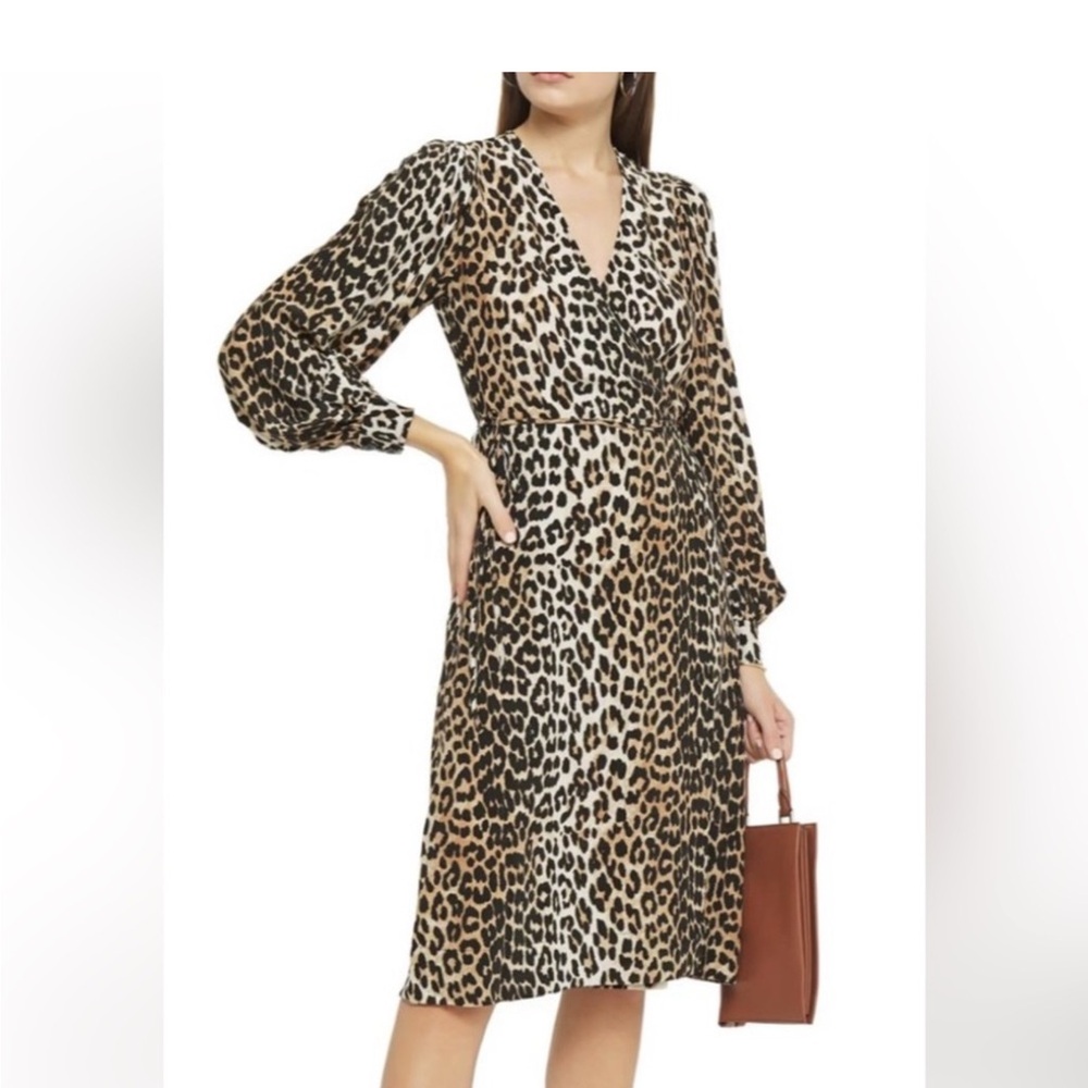 Ganni Animal Print Midi Dress